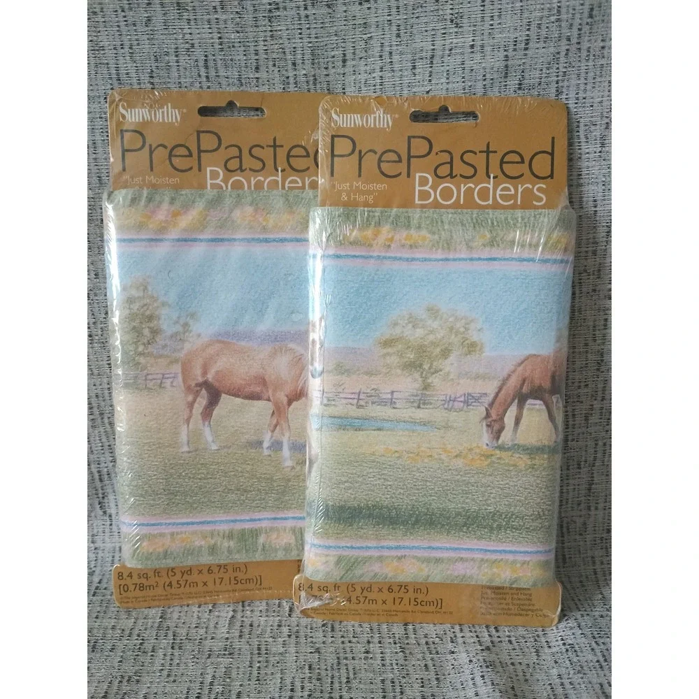 Sunworthy Horse Wallpaper Border 2 Rolls Prepasted Equestrian WFP6358 Vth NOS